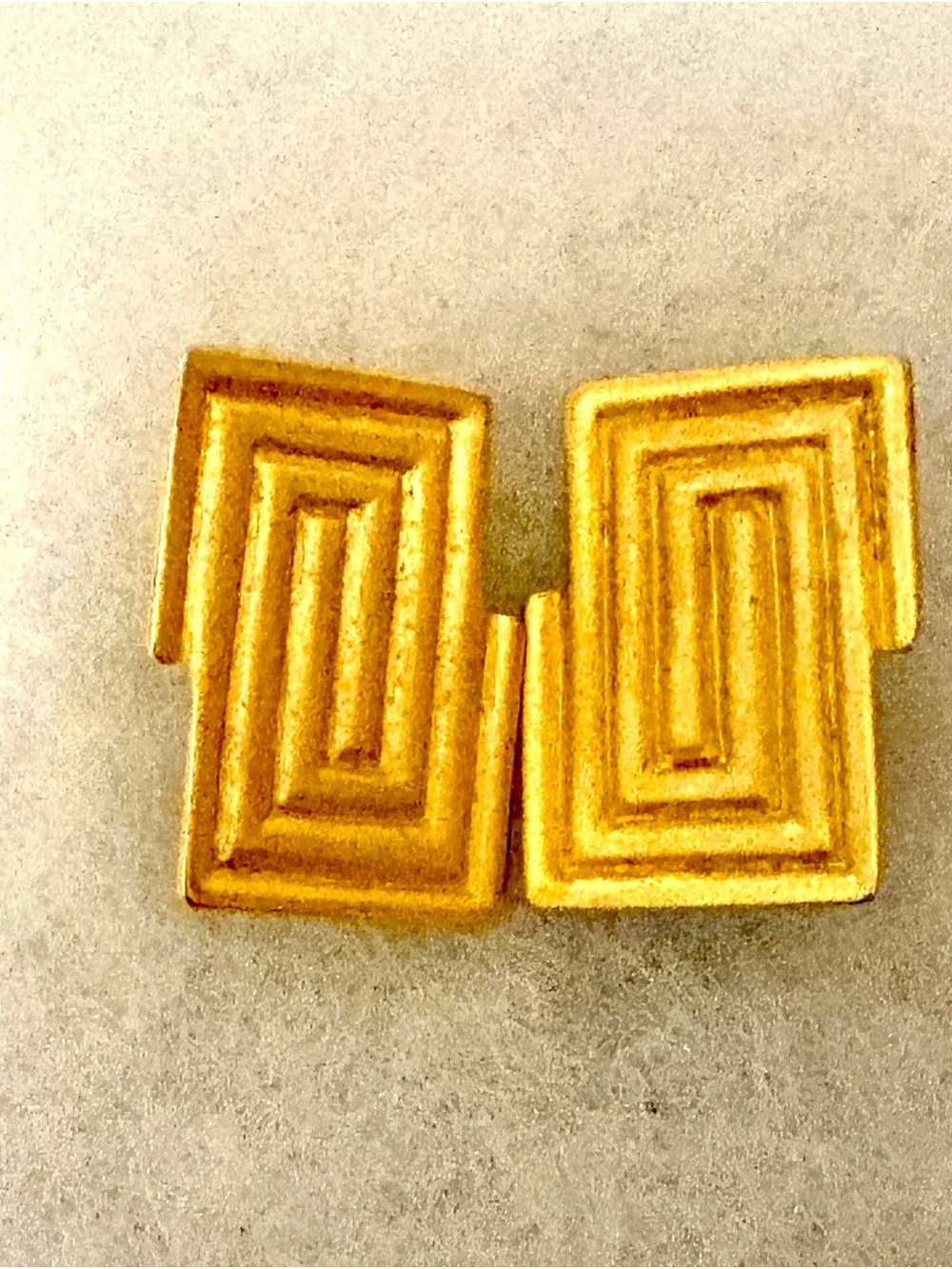 Yves Saint Laurent Vintage Gold Geometric Double Rectangle Pierced Earrings